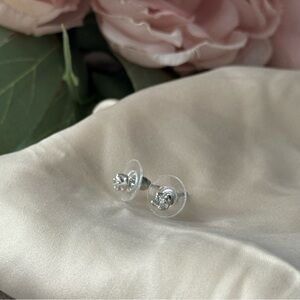 New Macy's Sterling Silver Cubic Zirconia Stud Earrings